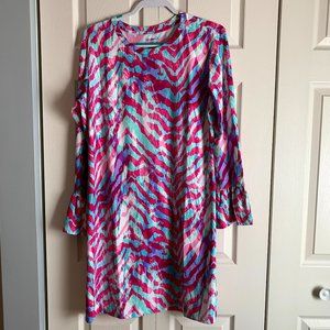 Colorful Zebra Print Bell Sleeve Golf Dress